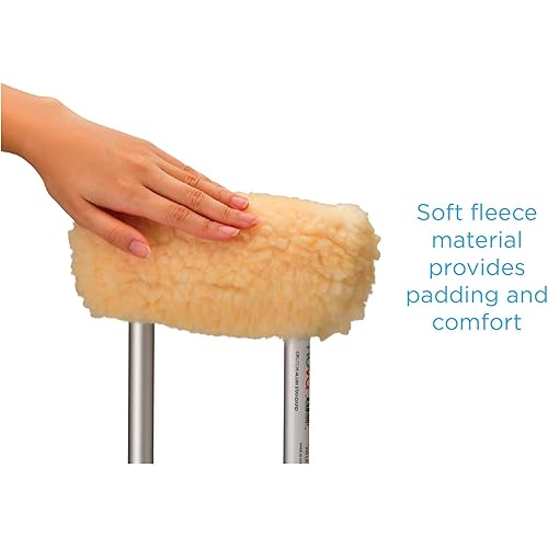 NOVA Medical Products Sheepskin Fleece Crutch Pads, Universal Fit Padded Cushion Fleece Accessories for Underarm Crutches, One Pair Each of Underarm and Hand Grip Covers, Washable