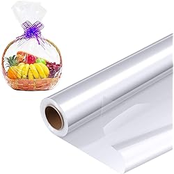 Clear Cellophane Wrap Roll 110 Feet Long 31.5 Inches Wide, Cellophane Rolls for Gift Baskets Flowers Food