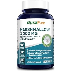 Marshmallow Root Ext 3,000 mg 180 Veggie caps Equivalent to 30:1 Ext with Bioperine