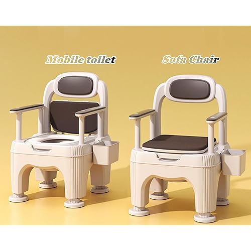 SSWWCXX Bedside Commodes, Bedside Toilet, Commode Chair, Height Adjustable Adult Potty Chair for Seniors, Portable Toilets for Home Use, Suitable for People with Disabilities,Pregnant Woman Brown