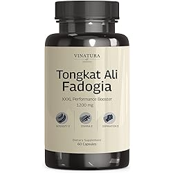 Fadogia Agrestis Tongkat Ali 1200mg - Equivalent to 54,300mg Raw Per Serving USA Made and Tested Herbal Supplement, Enhanced with L-Citrulline and L-Arginine, 60 Capsules by Vinatura Supplements