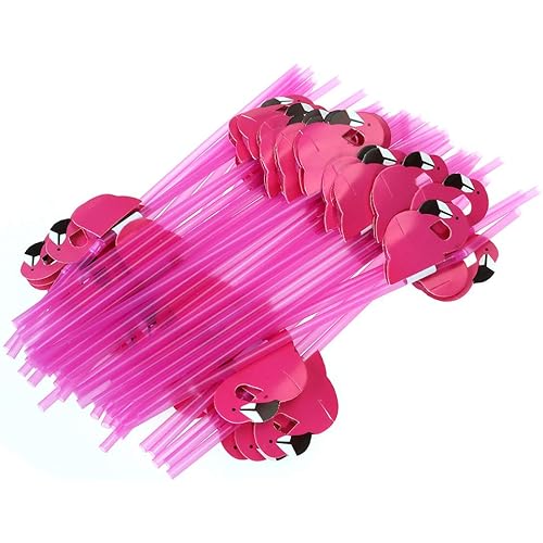 Cabilock Delicate 12pcs Honeycomb Flamingo Straw Hawaii Holiday Party Decoration Drinking Straws Party Suppliers Rosy