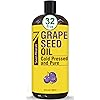 Pure Cold Pressed Grapeseed Oil - Big 32 fl oz Bottle - Non-GMO, Hexane Free, Natural & Lightweight Grape Seed Oil for All Skin Types and Hair - Perfect Carrier Oil for Massage Therapy & Aromatherapy