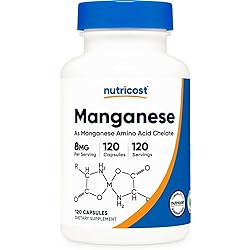 abseits Chelated Manganese Supplement 8mg, Amino Acid Chelate, 120 Capsules