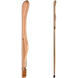 Brazos Trekking Pole Hiking Stick for Men and Women Handcrafted of Lightweight Wood and made in the USA, Tan Oak, 58 Inches