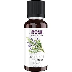 NOW Essential Oils, Lavender & Tea Tree Oil, Stimulating Aromatherapy Scent, Blend of Pure Lavender Oil and Pure Tea Tree Oil, Vegan, Child Resistant Cap, 1-Ounce