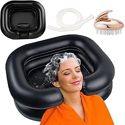 Portable Inflatable Shampoo Basin - Perfect for Bedridden, Disabled & Elderly, Deep Hair Washing Sink for Home or Care Facilities, Ideal for Dreadlocks and Long Hair （Black