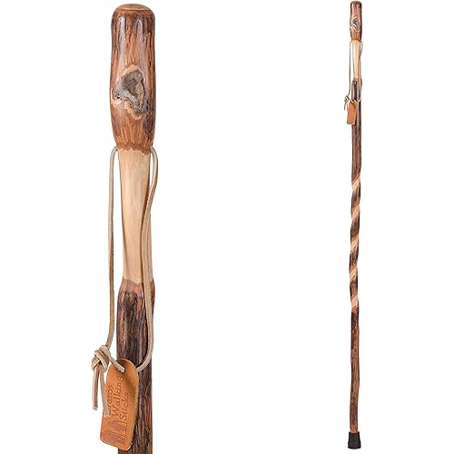 Brazos Trekking Pole Hiking Stick for Men and Women Handcrafted of Lightweight Wood & Made in the USA, Hickory, 48 Inch
