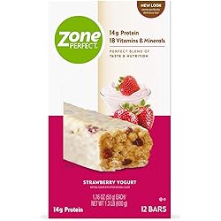 ZonePerfect Protein Bars, Strawberry Yogurt, High Protein, With Vitamins & Minerals 12 count