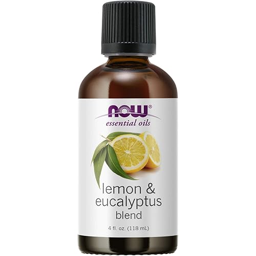 NOW Essential Oils, Lemon & Eucalyptus Oil Blend, Invigorating Aromatherapy Scent, Blend of Pure Lemon Oil and Pure Eucalyptus Oil, Vegan, Child Resistant Cap, 4-Ounce