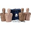 CPR Savers Training Adult 4 Pack, with 4 PRESTAN Professional Adult Diversity Manikins, 4 Lifesaver AED Trainers, Vests and Knee Pads