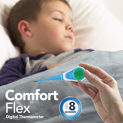 Vicks ComfortFlex Digital Thermometer – Accurate, Color Coded Readings in 8 Seconds - Digital Thermometer for Oral, Rectal or Under Arm Use