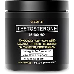 8 in 1 High Strength Test Support 15100mg Concentrated Extract with Tongkat Ali Panax Ginseng Maca Root Ashwagandha Tribulus Terrestris Fenugreek - Energy Stamina Circulation Immune Support