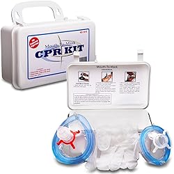 NOVAMEDIC First Aid CPR Mask Kit for Adult, Child and Infant, 8.3”x5”x”3.1”, Detachable Single Valve Pocket Resuscitator with Hard Case, Wall Mount and Vinyl Gloves