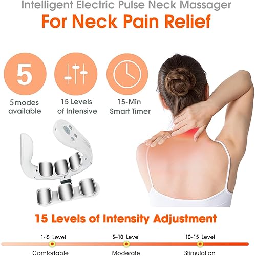 Portable Neck Massager for Pain Relief, Deep Tissue Muscle Massager with Heat, Suitable for Home, Office, Driving, Travel ,Gifts for Men and Women