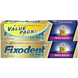 Fixodent Ultra Max Hold Denture Adhesive, 2.2 Ounce Pack of 2