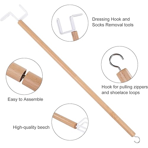 27" Dressing Stick, Sock Remover Tool, Independent Living Aid, Dressing Aids for Shoes, Socks, Shirts, and Pants