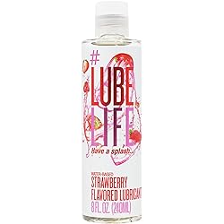 LubeLife Water-Based Strawberry Flavored Lubricant, Personal Lube for Men, Women and Couples, Made Without Added Sugar for Oral Fun, 8 Fl Oz
