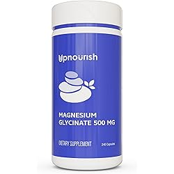 UpNourish Chelated Magnesium Glycinate 500mg Capsules - Magnesium Chelate for High Absorption - Pure Magnesium Supplement for Calm, Leg Cramps, Muscle Relaxation 240 Capsules