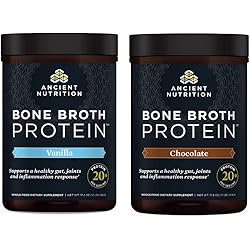 Bone Broth Protein Powder, Vanilla, 20 Servings Bone Broth Protein Powder, Chocolate, 20 Servings by Ancient Nutrition