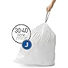 simplehuman Code J Custom Fit Drawstring Trash Bags in Dispenser Packs, 100 Count, 30-45 Liter 8-12 Gallon, White