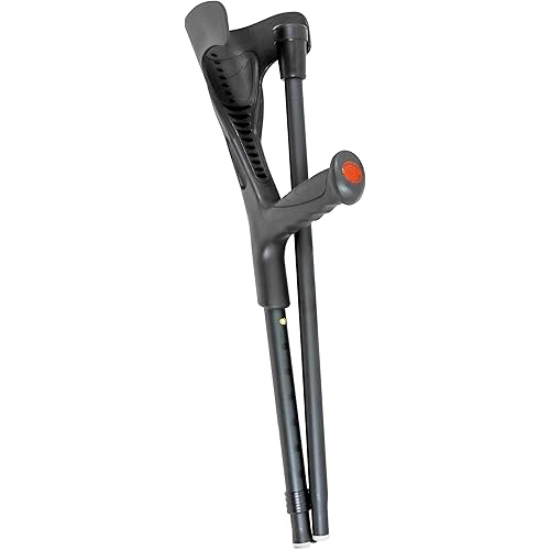 Pepe - Crutch for Adults x1 Unit, Open Cuff, Walking Crutch Foldable, Aluminum Crutch, Single Crutch for Adults, Crutch for Women and Men, Collapsible Crutch, Foldable Aluminum Black Crutch