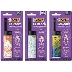 BIC EZ Reach Candle Lighter, The Ultimate Lighter with Extended Wand for Grills and Firepits 1.45-inch, Home Decor Design, 3-Pack Assortment of Designs May Vary
