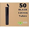 W Gallery 50 Black 116mm Tubes, Pop Top Joint is Open, Smell-Proof Pre-Roll Blunt J Oil-Cartridge BPA-Free Plastic Container Holder Vial fits RAW Cones 110mm 109mm King Lean 98 Special, 120mm