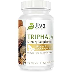 Jiva Botanicals - Triphala Capsules - Blend of Haritaki, Amalaki, Bhibhitaki & Triphala Powder - Triphala Extract Capsules - Alternative to Triphala Tablets and Haritaki Tablets - 60 Capsules