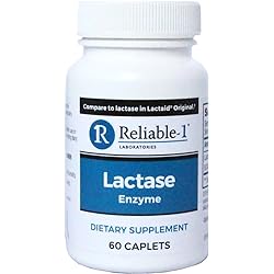 Reliable-1 Laboratories Lactase Enzyme Dietary Supplement 60 Caplets, 1 Bottle - Helps to Prevent Gas, Bloating and Diarrhea from Milk Based Products