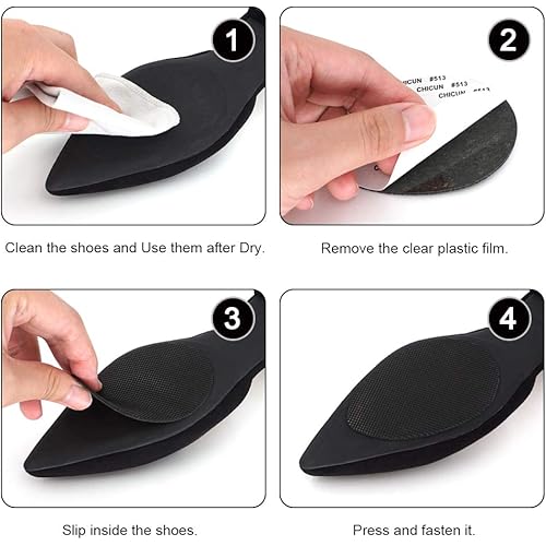 Dr. Shoesert Non-Slip Shoes Pads Adhesive Shoe Sole Protectors, High Heels Anti-Slip Shoe Grips Black - 3 Pairs