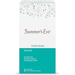 Summer's Eve Douche Fresh Scent 4.5 oz Size Pack of 2 pH Balanced, Dermatologist & Gynecologist Tested