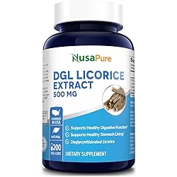 DGL Licorice Extract 500 mg 200 Veggie Capsules Vegan,Non-GMO & Gluten-Free