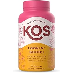 KOS Biotin Vitamins for Hair Skin and Nails - Beauty Supplement with Vitamin C, Resveratrol, Fo Ti - 90 Capsules