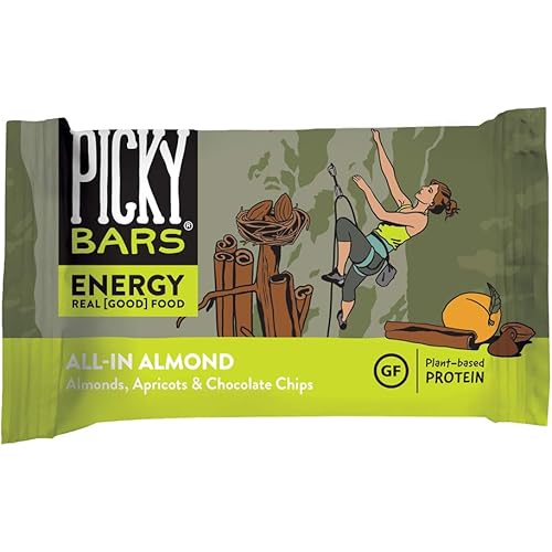 Picky Bars Real Food Energy Bars, Plant Based Protein, All-Natural, Gluten Free, Non-GMO, Non-Dairy, All-In Almond, Pack of 10