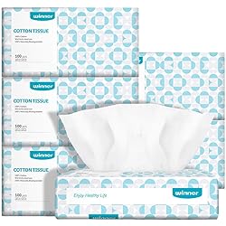Winner Soft Dry Wipe, Made of Cotton Only, 600 Count Unscented Cotton Tissues for Sensitive Skin OEKO-Tex Safety Certified Chemical-free 10 Times Absorbent Baby Wipes