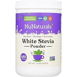 NuNaturals White Stevia Powder, Plant-Based Sugar Substitute, Zero Calorie Sweetener, 12 oz
