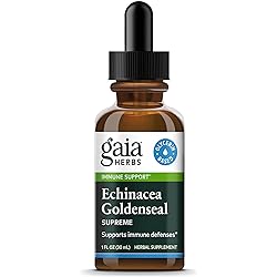 Gaia Herbs Echinacea Goldenseal Supreme Liquid Extract - Immune Support Supplement to Help Maintain Mucus Membrane Function - With Echinacea, Goldenseal Root & St. John’s Wort - 1 Fl Oz 15 Servings