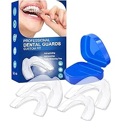 Mouth Guard for Grinding Teeth, 4 Pcs Mouth Guard for Sleeping at Night, Reusable Mouth Guards for Clenching Teeth at Night