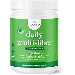 nbpure All-Natural Daily Multi-Fiber, Premium Fiber Supplement with Prebiotics, Probiotics, Coconut Lime Flavor, 360 Grams