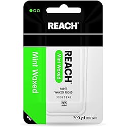 Reach Waxed Dental Floss for Plaque and Food Removal, Refreshing Mint Flavor, 200 Yards, 1 Count