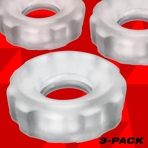 Oxballs Super HUJ 3-Pack cockrings | Hunkyjunk Non-Roll Ball Rings Clear Ice