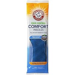 Arm & Hammer Odor Control Comfort Insoles, Pair of Pillow Soft Memory Foam Insoles for Men & Women 1 Pack