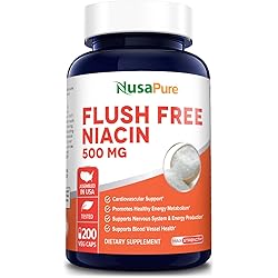 Flush Free Niacin 500mg 200 caps Non-GMO & Gluten Free