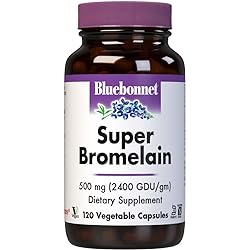 BlueBonnet Super Bromelain Vegetarian Capsules, 500 mg, 120 Count, White 743715008953