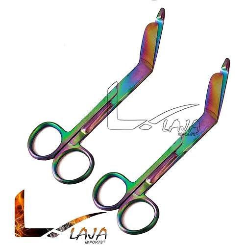 LAJA Imports 2 Pcs Bandage Scissors 5.5" with Pocket Clip Multi Color