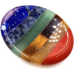 SHARKOOO Thumb Worry Stone for Anxiety, 7 Chakra Crystals Healing Stones, Oval Chakra Worry Stone, Meditation Crystal