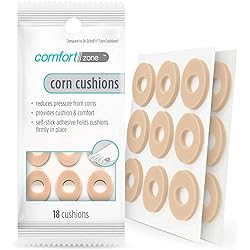 Comfort Zone Corn Cushions, Self-Stick Adhesive Cushions to Pad and Reduce Pressure from Corns, 18 Count