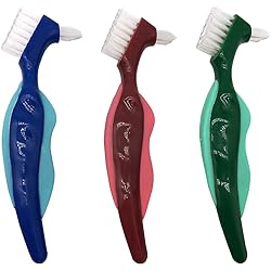 Premium Hard Denture Brush Toothbrush, Cleaning Brush, Multi-Layered Bristles & Portable Denture Double Sided Brush, Denture CarePack of 3