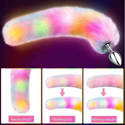 FST Sexy Fox Tail Anal Plug Sex Foreplay Glowing Adult Toys Fashion Role-Playing Alloy Anus Stopper Furry Pink Faux Fox Tail Couples Lover Flirting Libido Stimulation Toys S